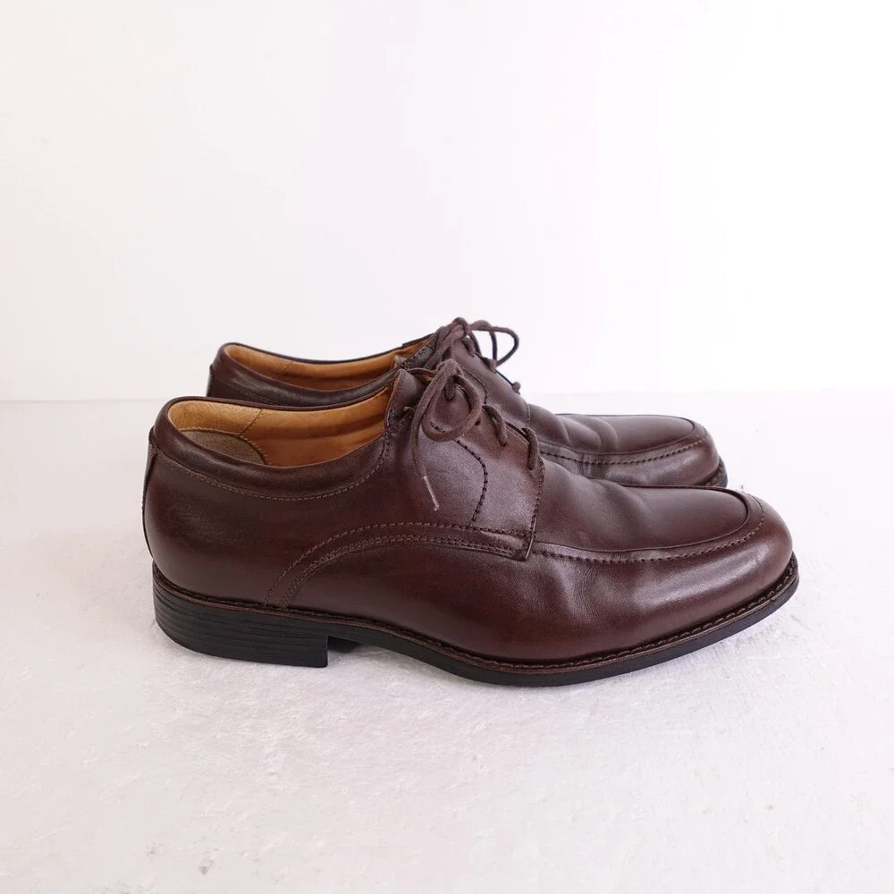 Johnston & Murphy Shoes Mens Size 9 Brown Apron Toe Derby Dress 7430 Lace Up